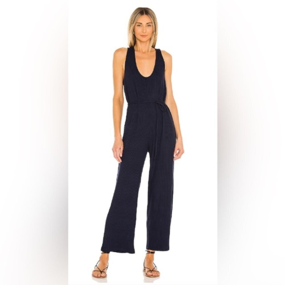 NWT LOVERS + FRIENDS Sally navy ribbed jumpsuit small